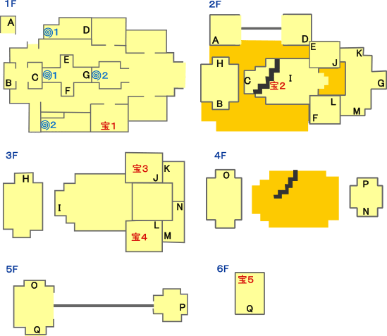 ドラクエ3のガルナの塔　マップ